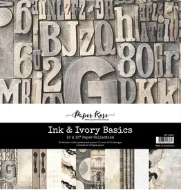 PAPER ROSE PAPER ROSE INK & IVORY 12x12 BASICS PAPER COLLECTION