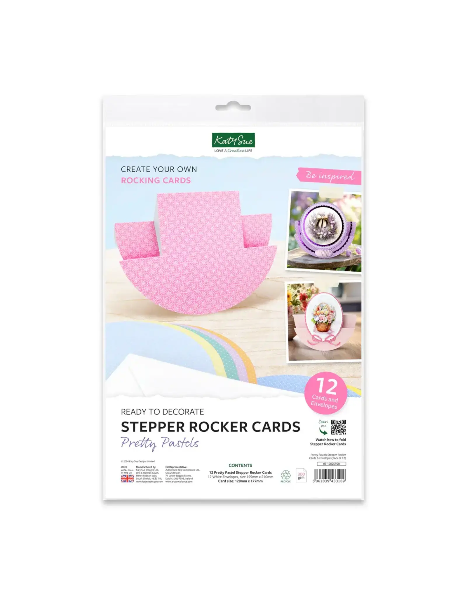 KATY SUE KATY SUE PRETTY PASTELS STEPPER ROCKER CARDS & ENVELOPES 12/PK