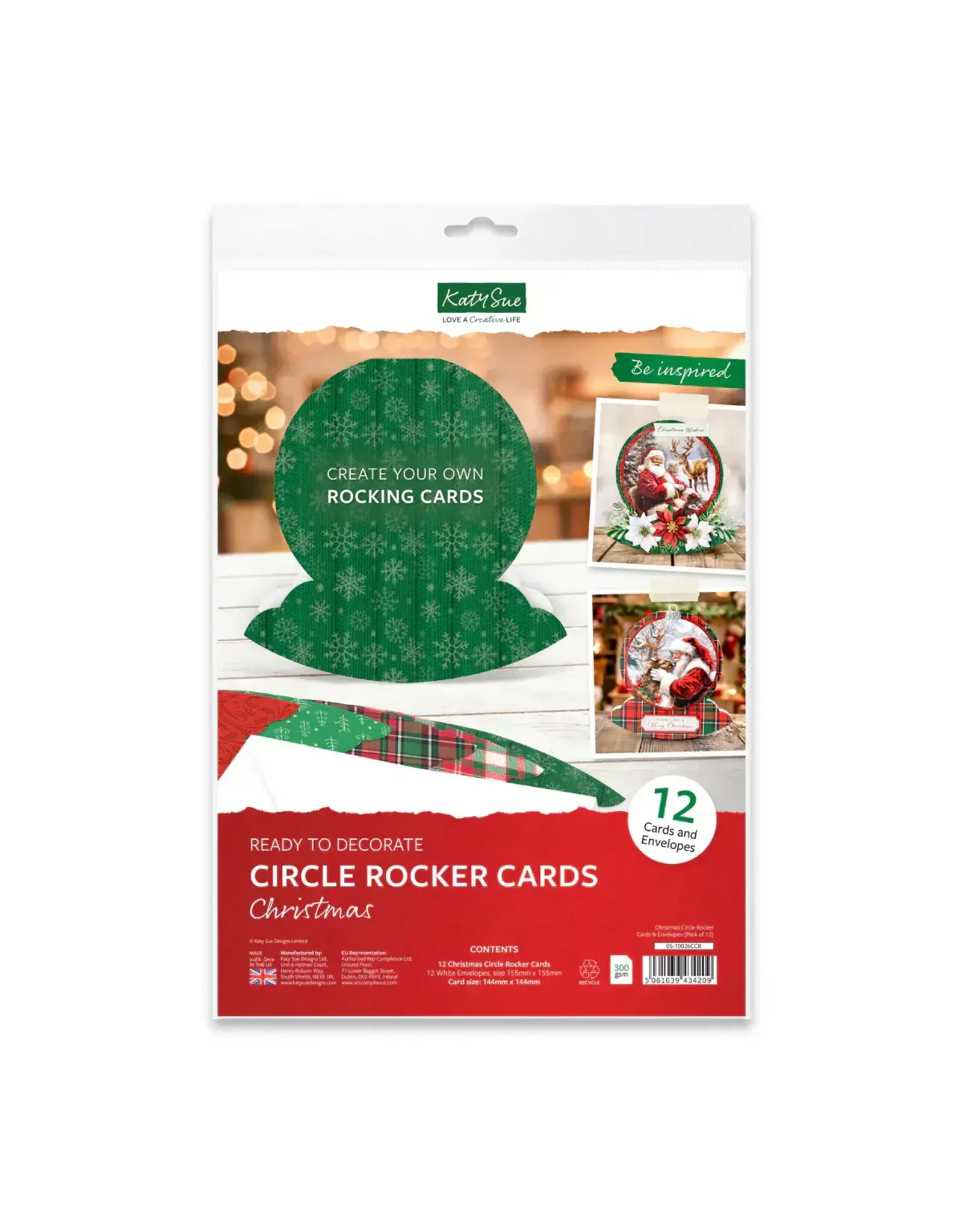 KATY SUE KATY SUE CHRISTMAS CIRCLE ROCKER CARDS & ENVELOPES 12/PK