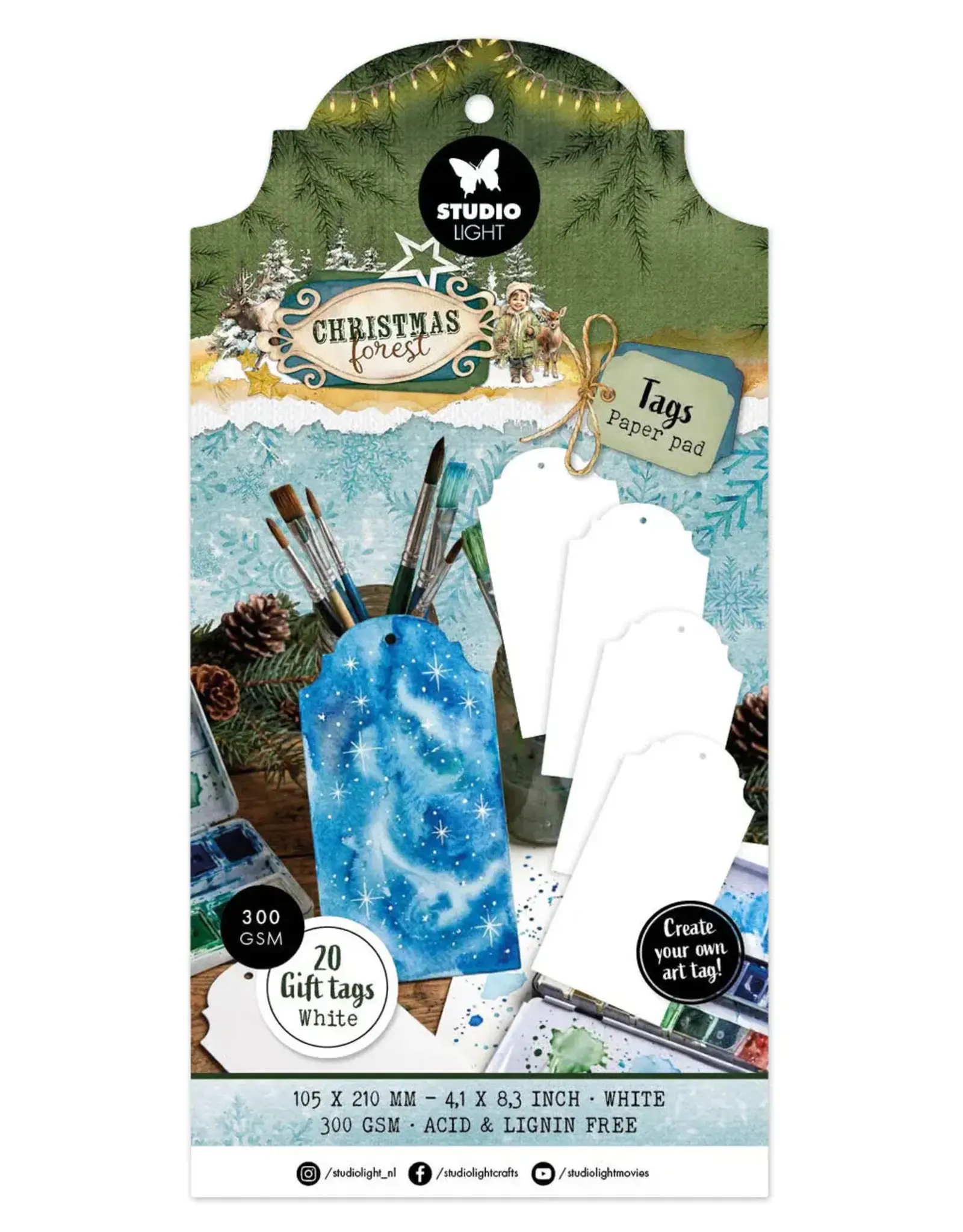 STUDIOLIGHT STUDIOLIGHT CHRISTMAS FOREST WHITE TAGS PAPER PAD 20 SHEETS