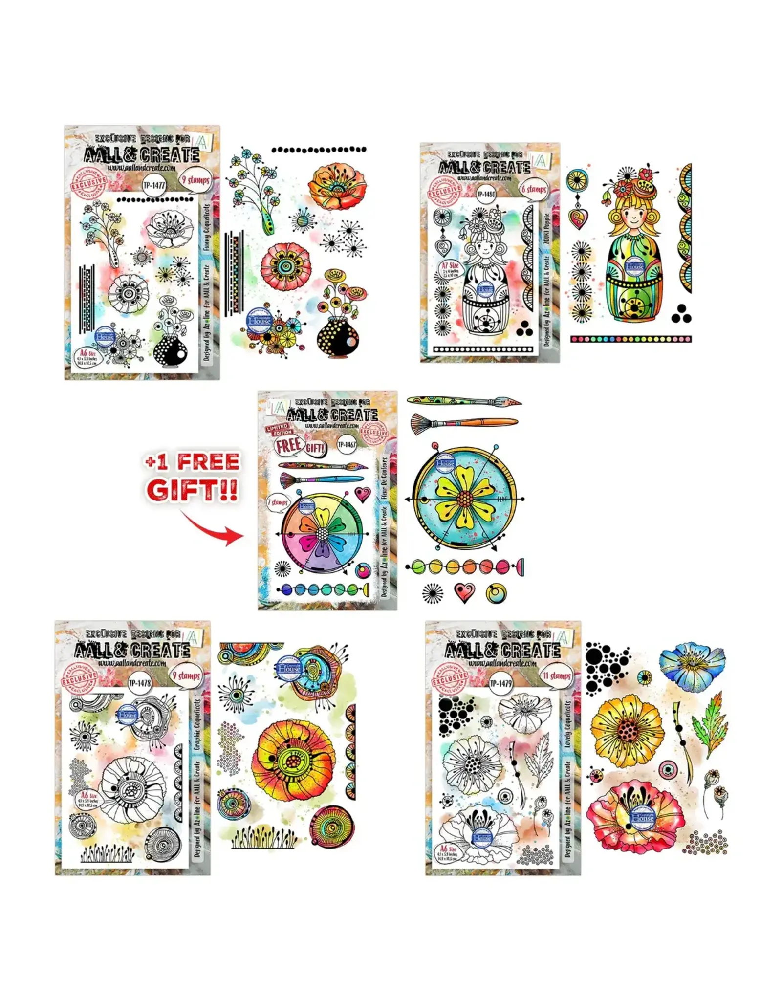 AALL & CREATE AALL & CREATE AZOLINE LOVELY COULEURS STAMP BUNDLE