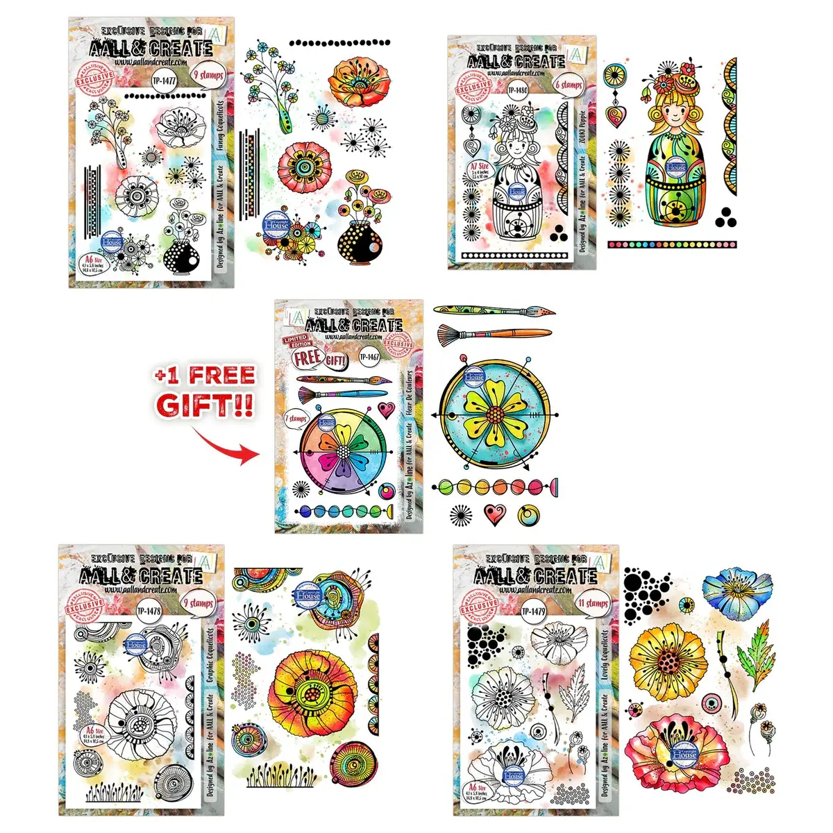 AALL & CREATE AALL & CREATE AZOLINE LOVELY COULEURS STAMP BUNDLE
