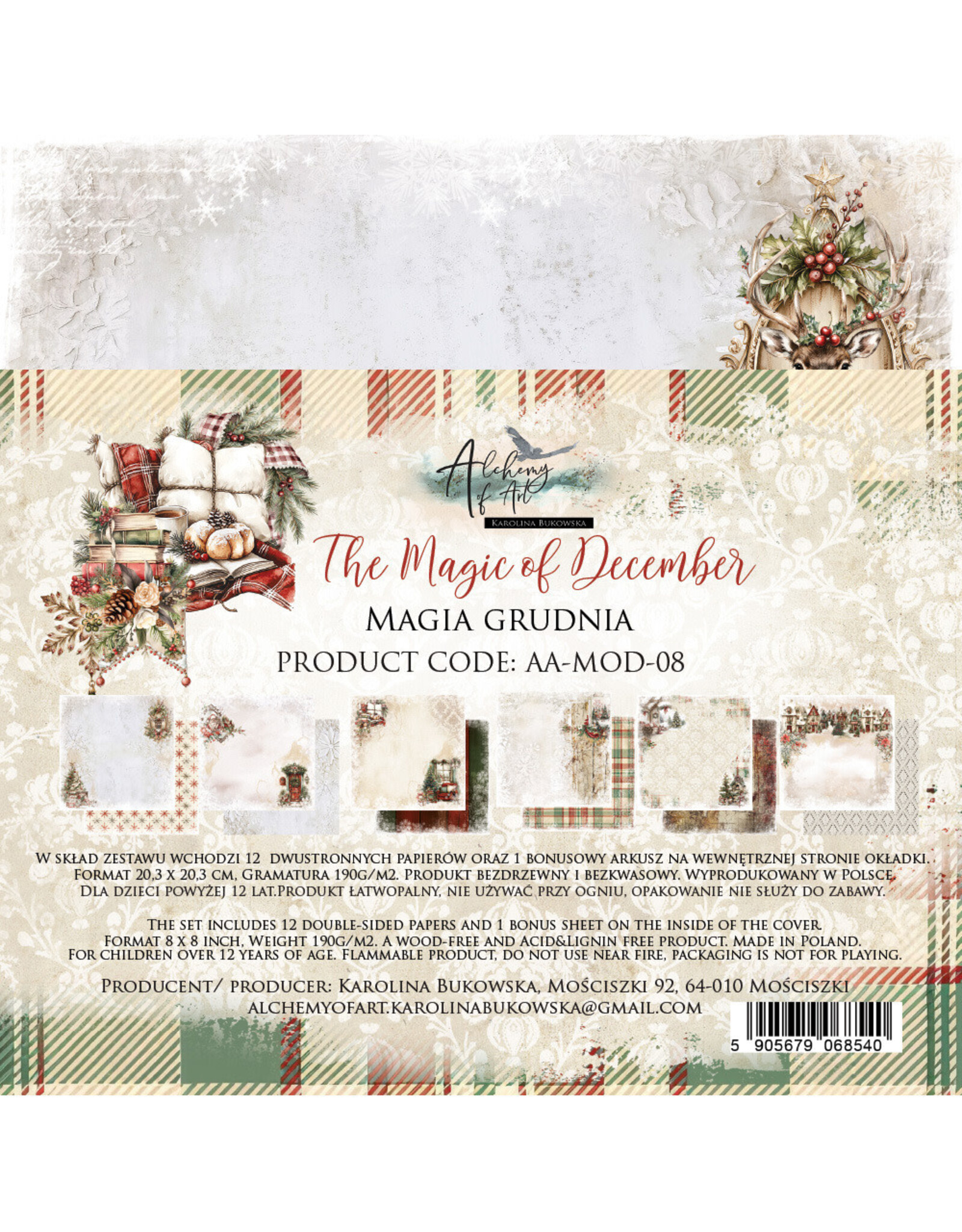 ALCHEMY OF ART ALCHEMY OF ART THE MAGIC OF DECEMBER 8x8 PAPER PACK 12 SHEETS
