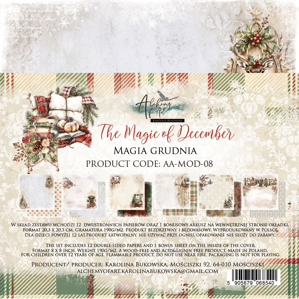 ALCHEMY OF ART ALCHEMY OF ART THE MAGIC OF DECEMBER 8x8 PAPER PACK 12 SHEETS