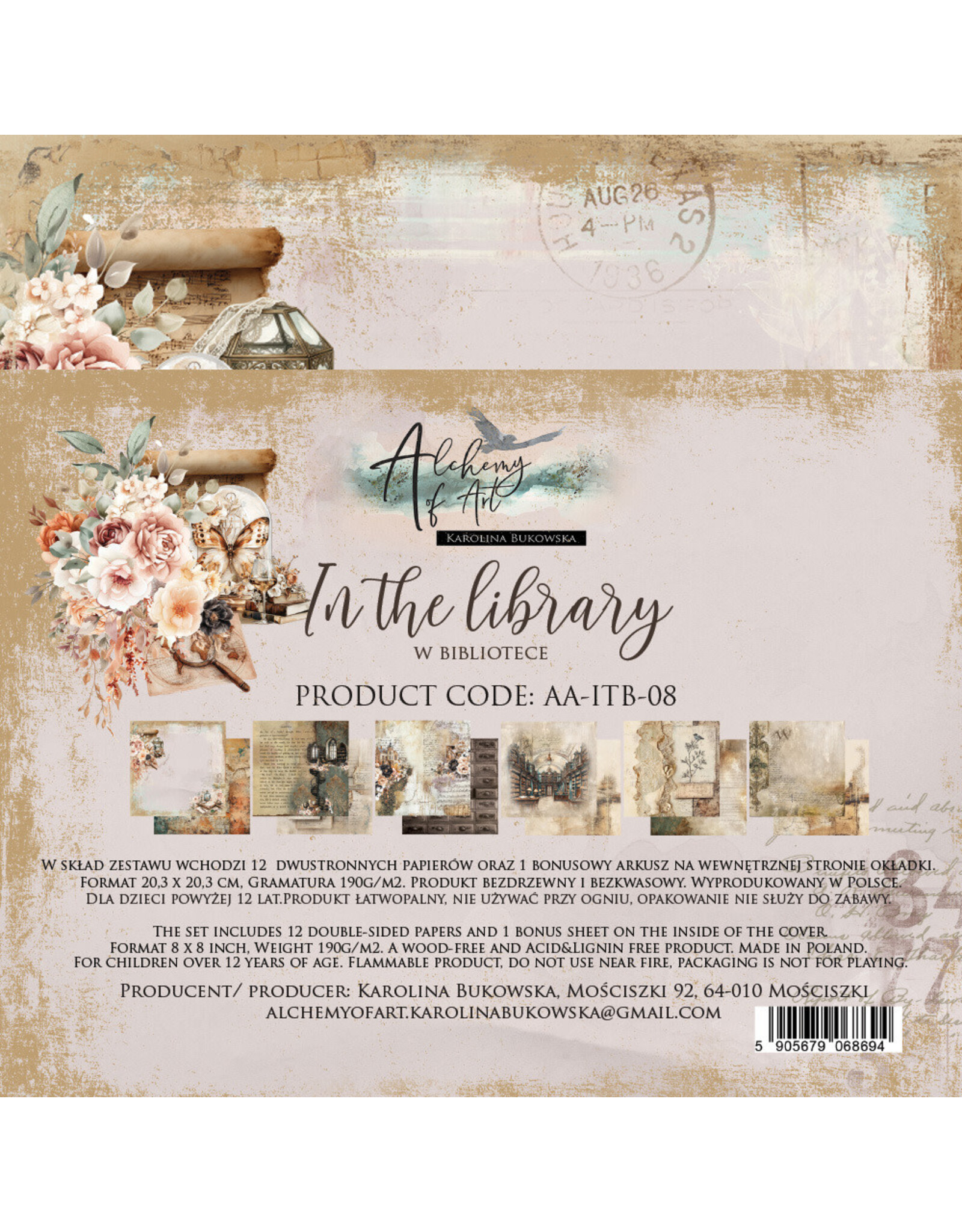 ALCHEMY OF ART ALCHEMY OF ART IN THE LIBRARY 8x8 PAPER PACK 12 SHEETS