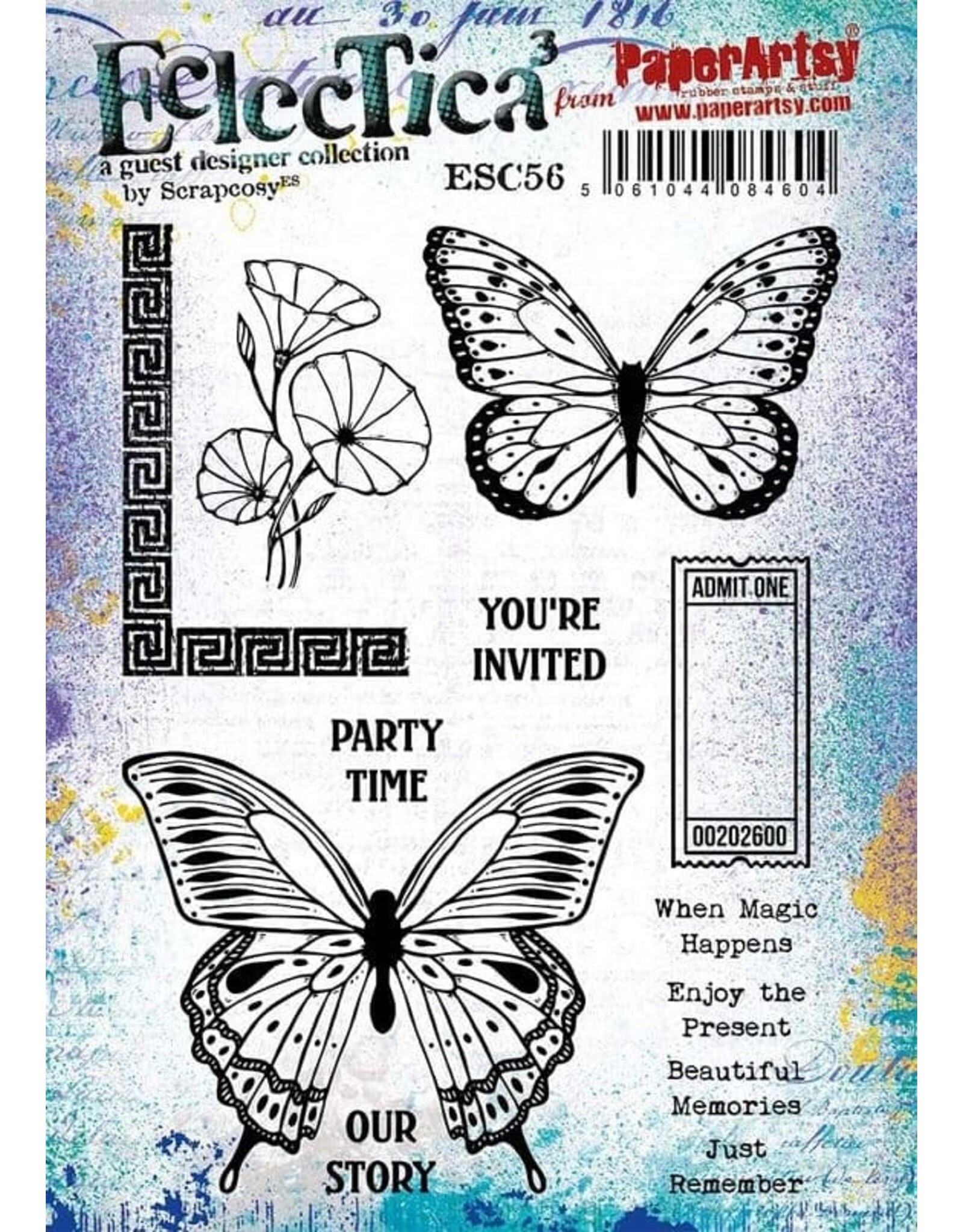 PAPER ARTSY PAPER ARTSY ECLECTICA SCRAPCOSY ESC56 CLING STAMP SET