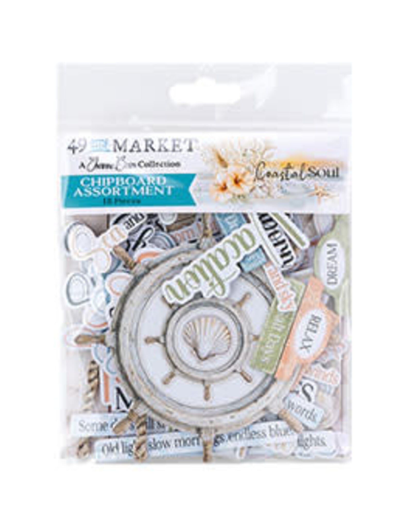 49 AND MARKET 49 AND MARKET COASTAL SOUL CHIPBOARD SET 48 PIECES