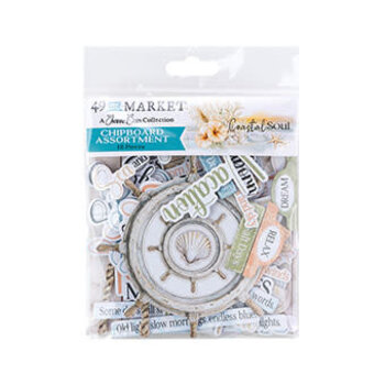 49 AND MARKET 49 AND MARKET COASTAL SOUL CHIPBOARD SET 48 PIECES
