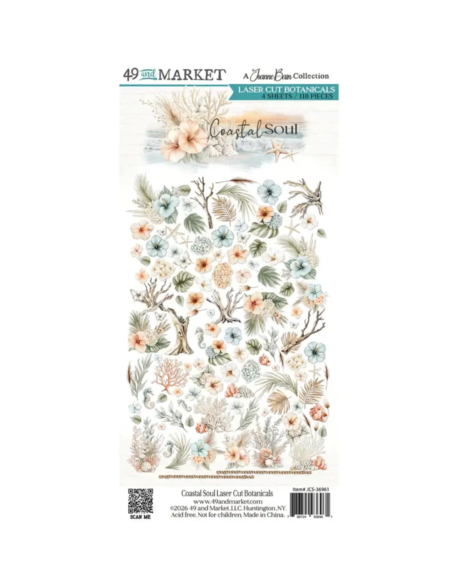 49 AND MARKET 49 AND MARKET COASTAL SOUL 6x12 LASER CUT BOTANICALS