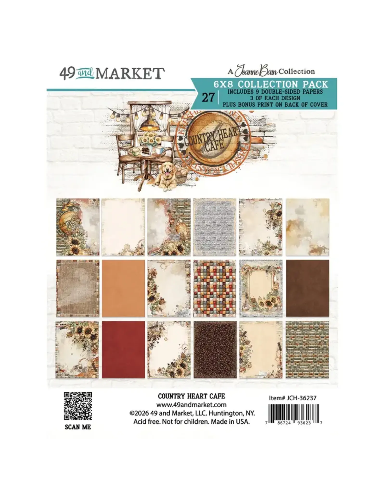 49 AND MARKET 49 AND MARKET COUNTRY HEART CAFE 6x8 COLLECTION PACK 24 SHEETS