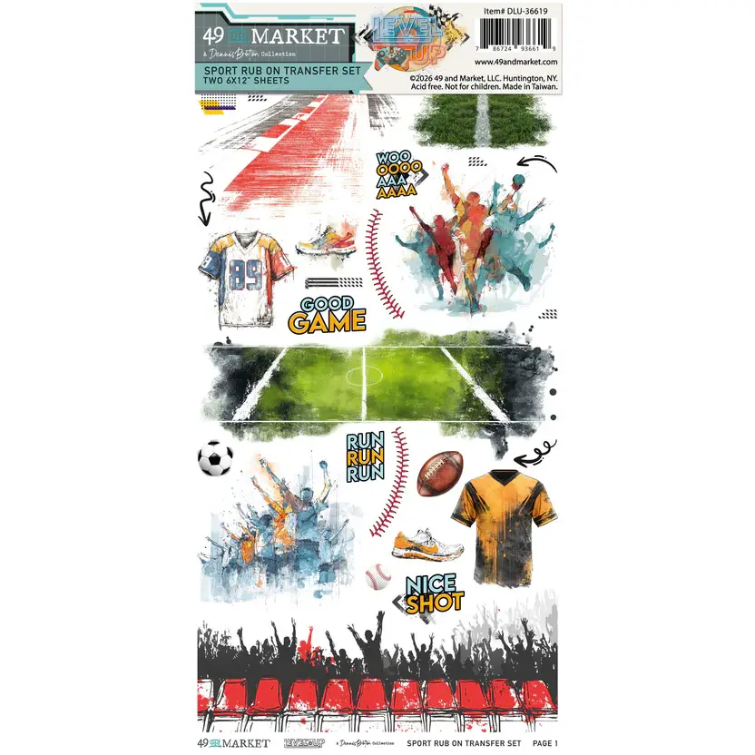 49 AND MARKET 49 AND MARKET LEVEL UP SPORTS 6x12 RUB-ON TRANSFER SET 2/PK