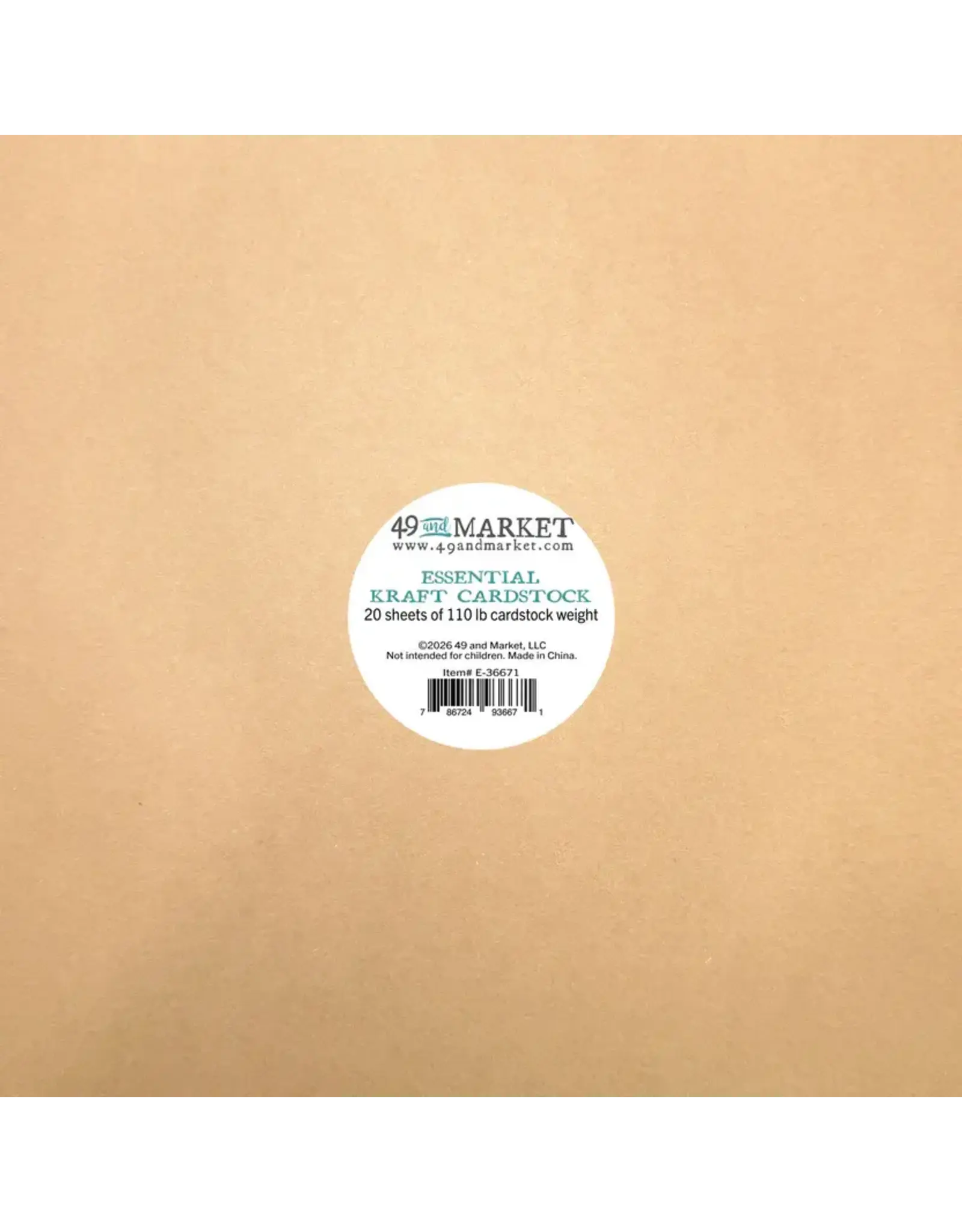 49 AND MARKET 49 AND MARKET KRAFT ESSENTIAL 12x12 CARDSTOCK 20/PK