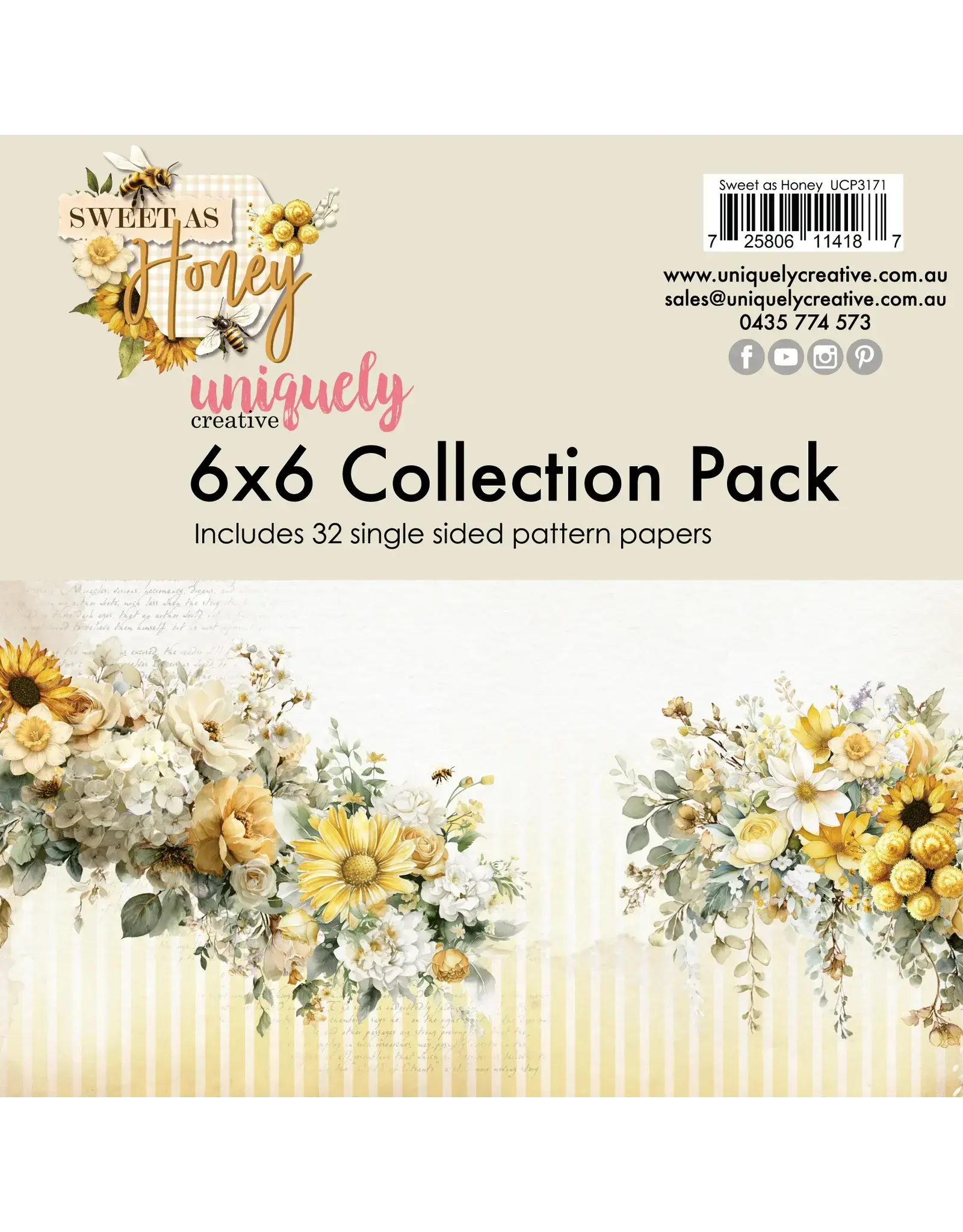 UNIQUELY CREATIVE UNIQUELY CREATIVE SWEET AS HONEY 6x6 COLLECTION PACK