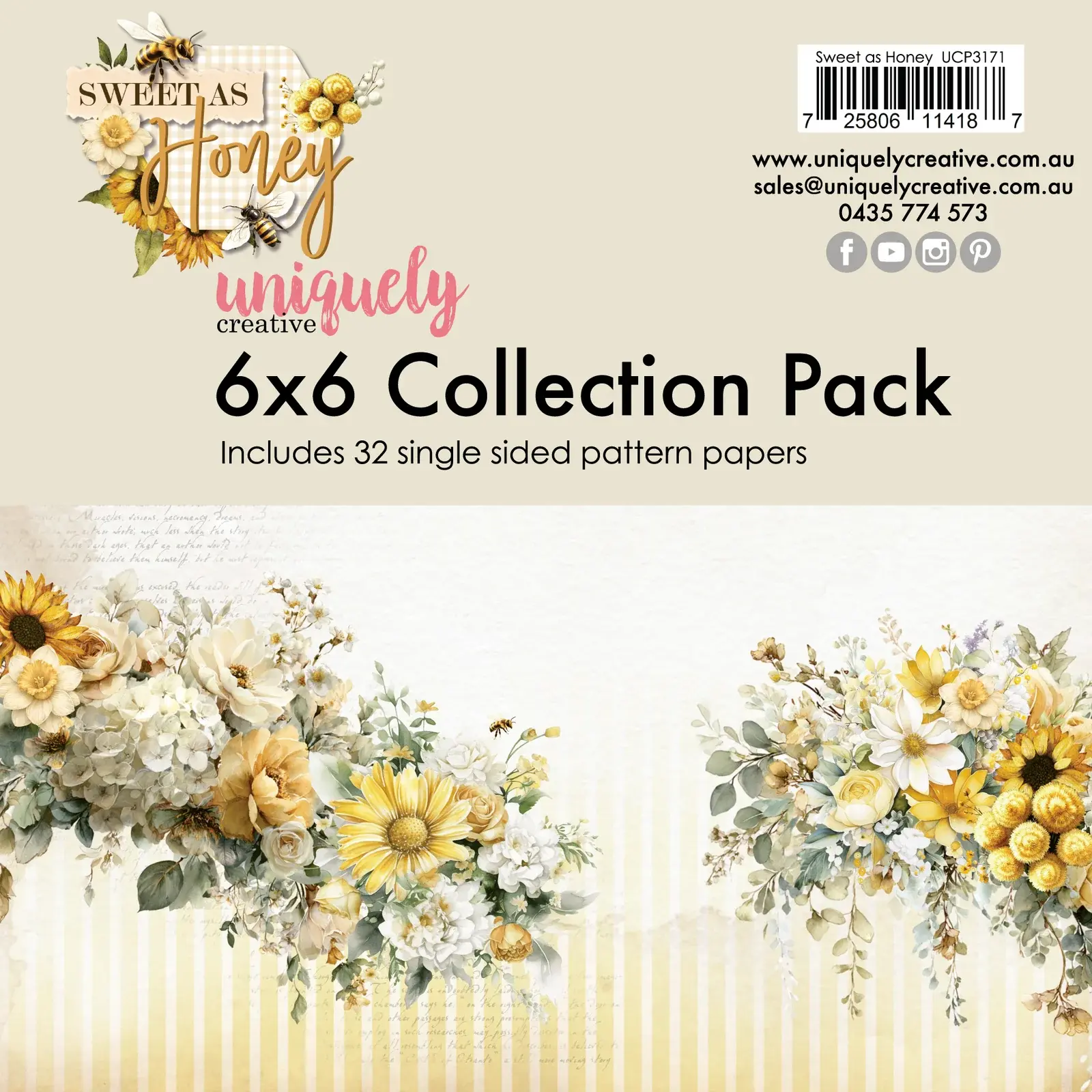 UNIQUELY CREATIVE UNIQUELY CREATIVE SWEET AS HONEY 6x6 COLLECTION PACK