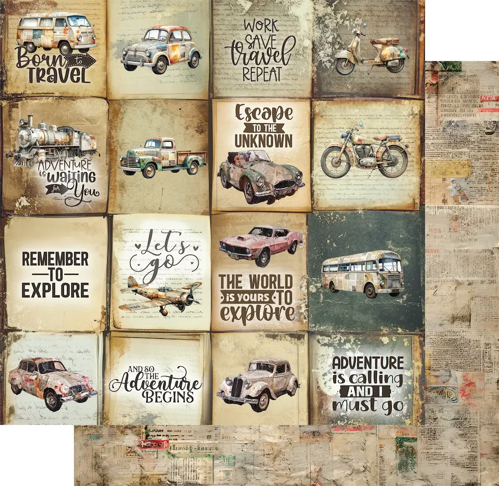 UNIQUELY CREATIVE UNIQUELY CREATIVE WINGS & WHEELS TICKET TO RIDE 12x12 CARDSTOCK