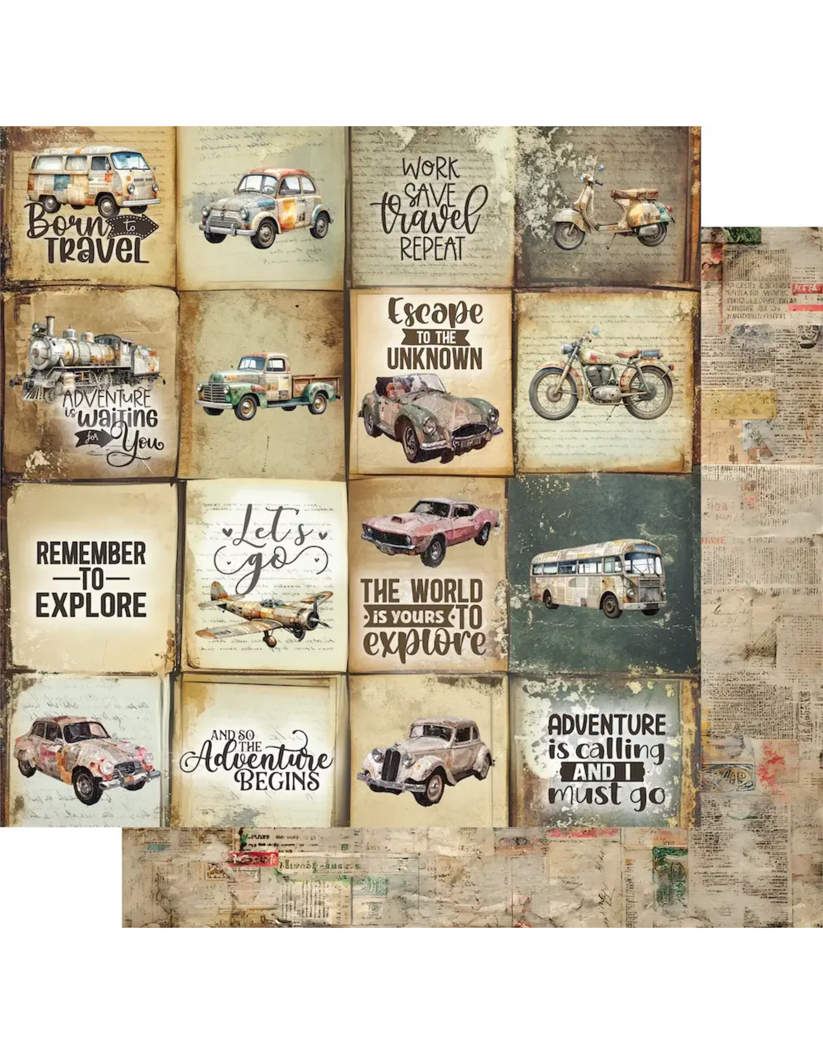 UNIQUELY CREATIVE UNIQUELY CREATIVE WINGS & WHEELS TICKET TO RIDE 12x12 CARDSTOCK