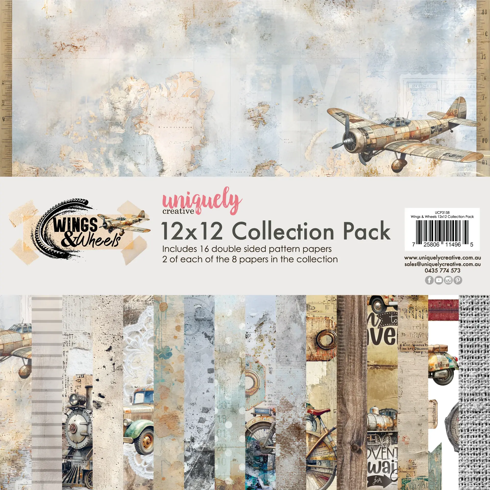 UNIQUELY CREATIVE UNIQUELY CREATIVE WINGS & WHEELS 12x12 COLLECTION PACK