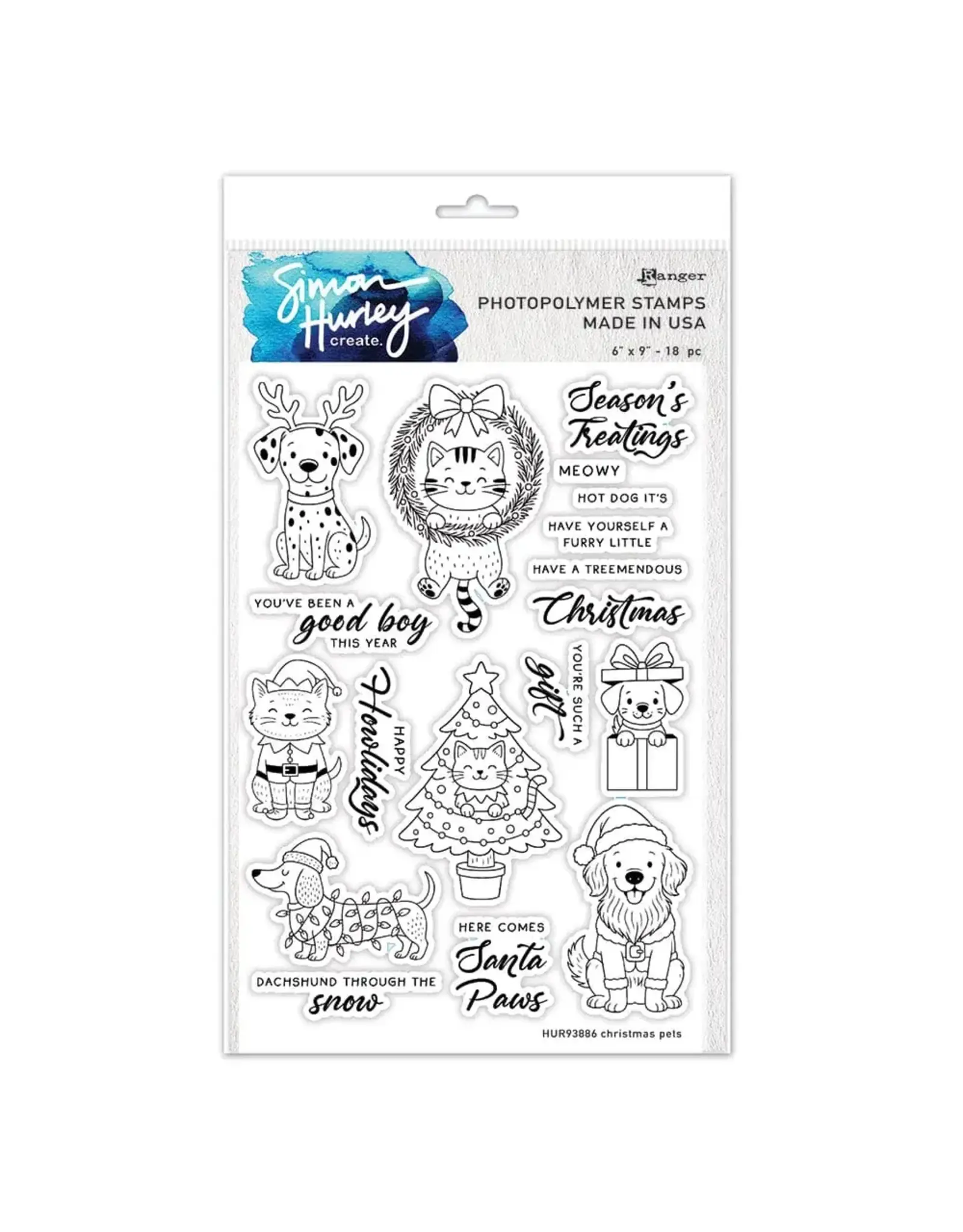 RANGER RANGER SIMON HURLEY CREATE CHRISTMAS PETS CLEAR STAMP SET