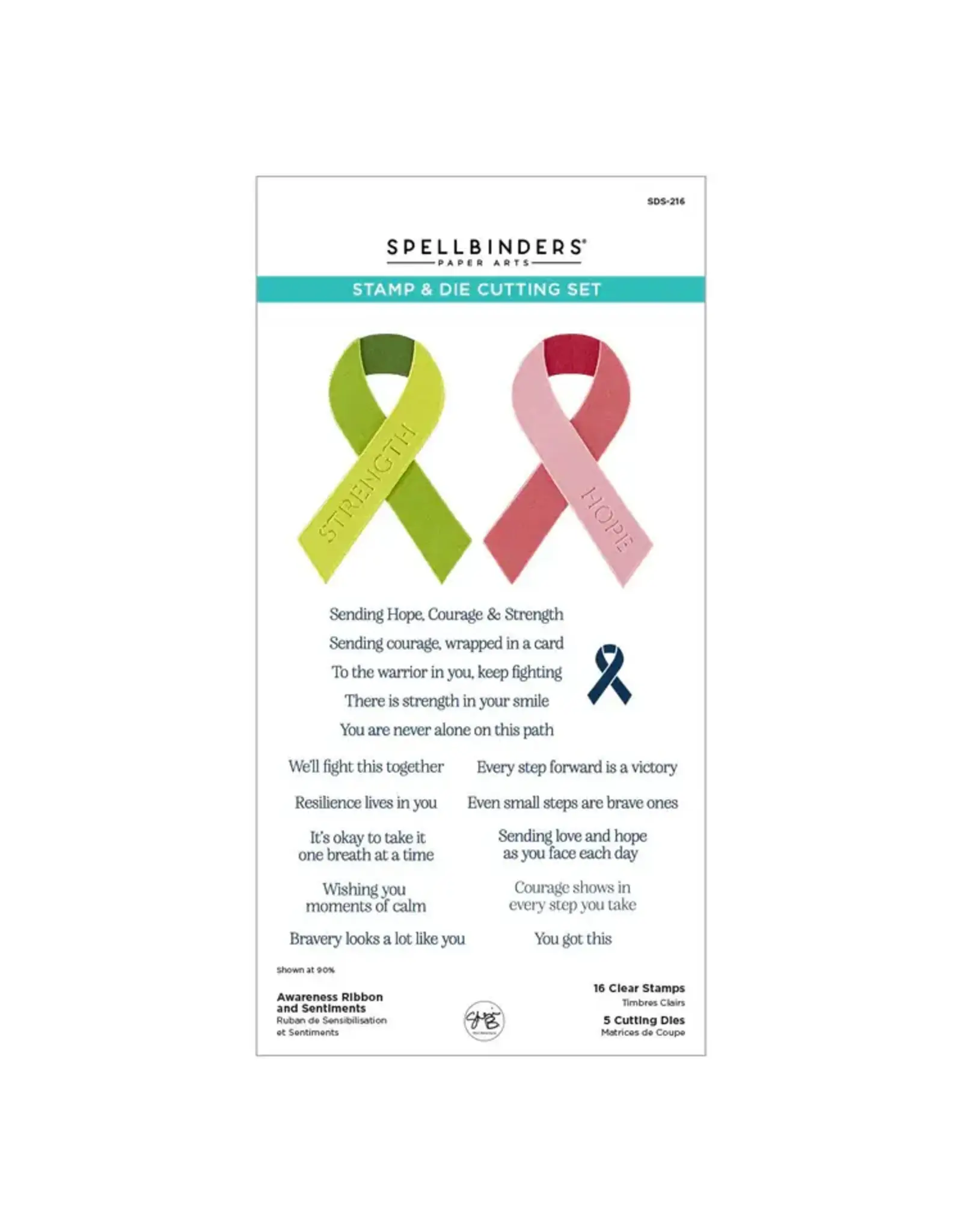 SPELLBINDERS SPELLBINDERS AWARENESS RIBBON AND SENTIMENTS CLEAR STAMP & DIE SET