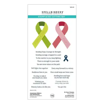 SPELLBINDERS SPELLBINDERS AWARENESS RIBBON AND SENTIMENTS CLEAR STAMP & DIE SET