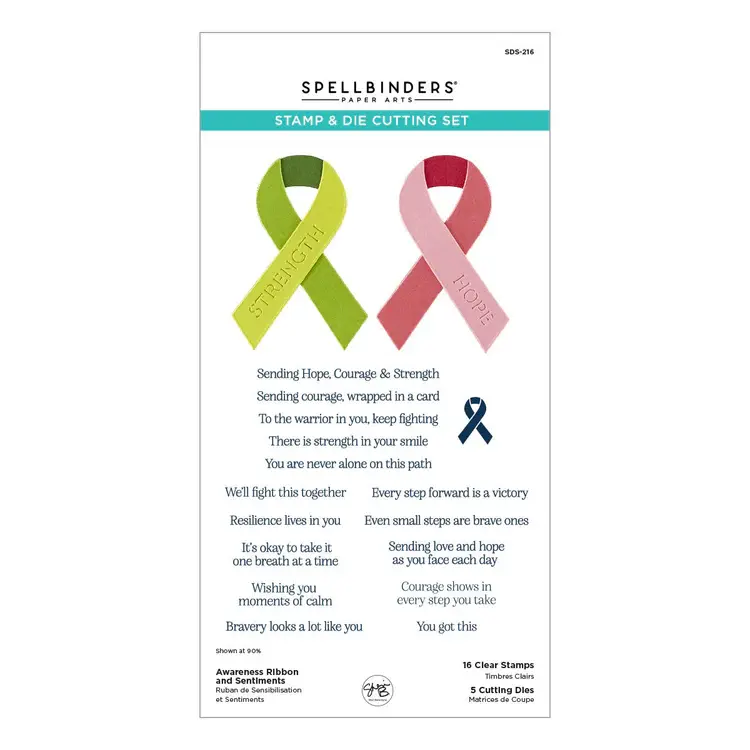 SPELLBINDERS SPELLBINDERS AWARENESS RIBBON AND SENTIMENTS CLEAR STAMP & DIE SET