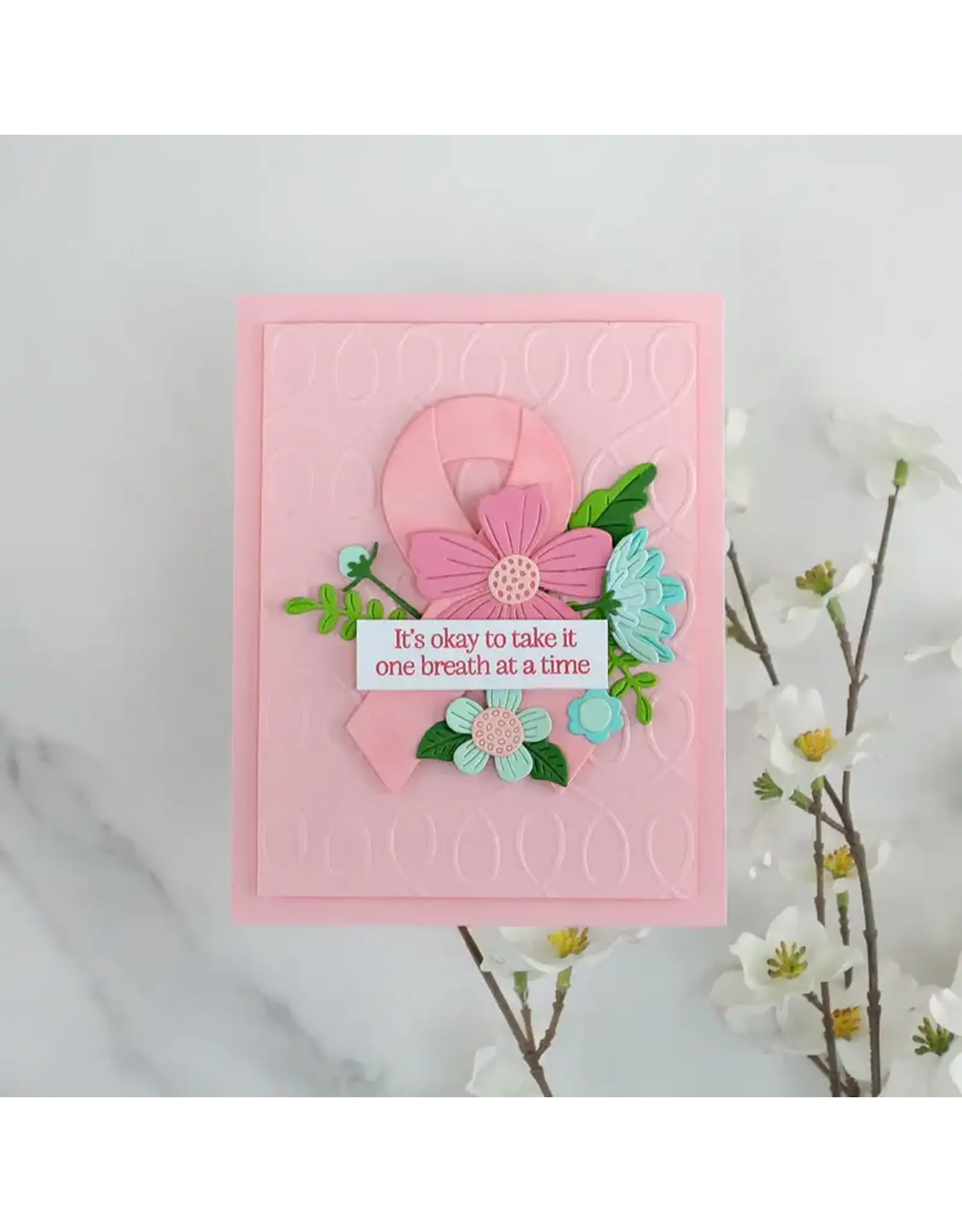 SPELLBINDERS SPELLBINDERS AWARENESS RIBBON AND SENTIMENTS CLEAR STAMP & DIE SET