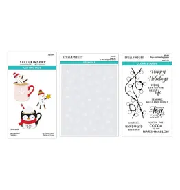 SPELLBINDERS SPELLBINDERS MERRY MUGS AND KISSES CLEAR STAMP, DIE & STENCIL SET BUNDLE