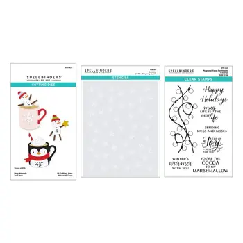 SPELLBINDERS SPELLBINDERS MERRY MUGS AND KISSES CLEAR STAMP, DIE & STENCIL SET BUNDLE
