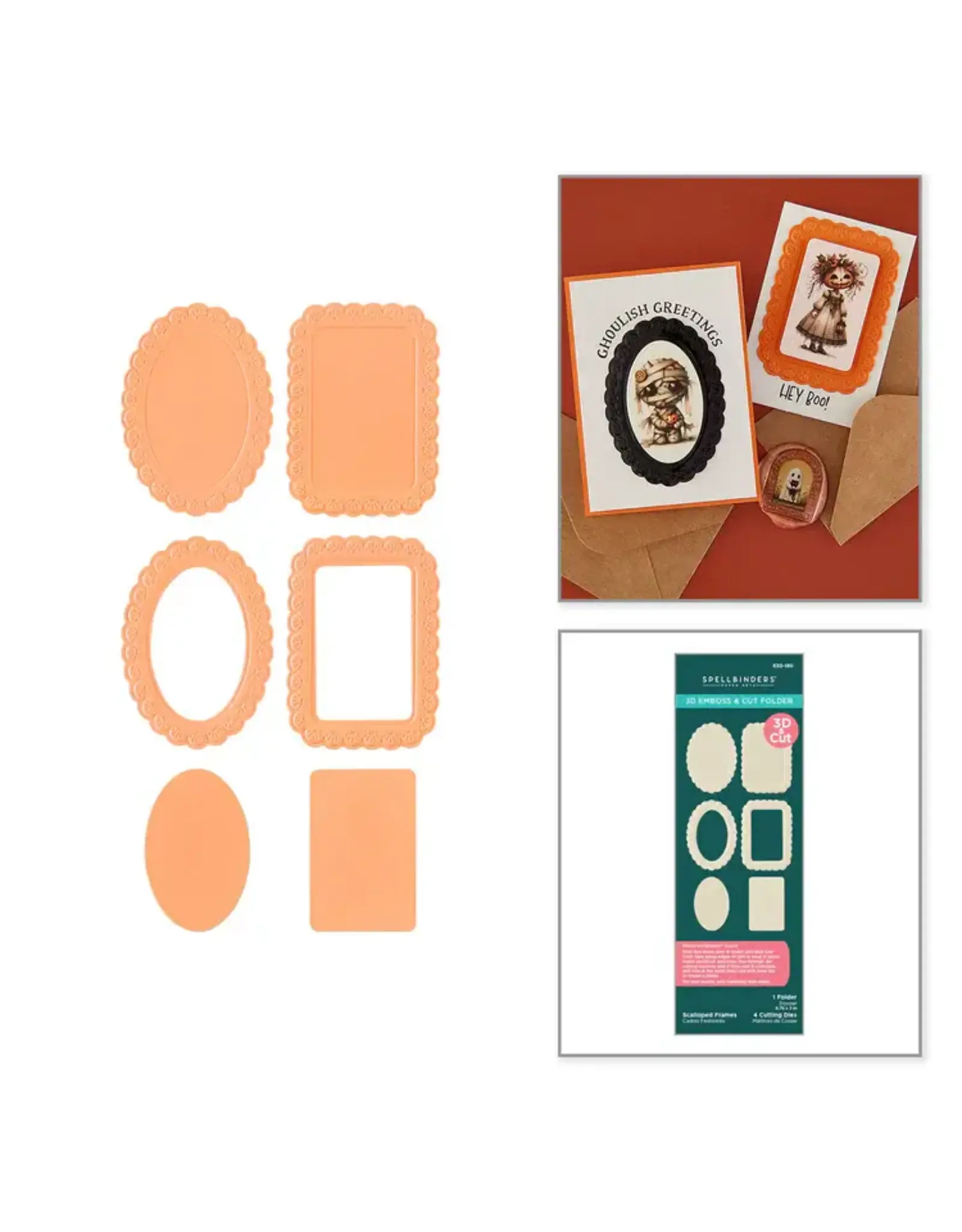 SPELLBINDERS SPELLBINDERS SCALLOPED FRAMES 3D EMBOSSING FOLDER AND DIE SET