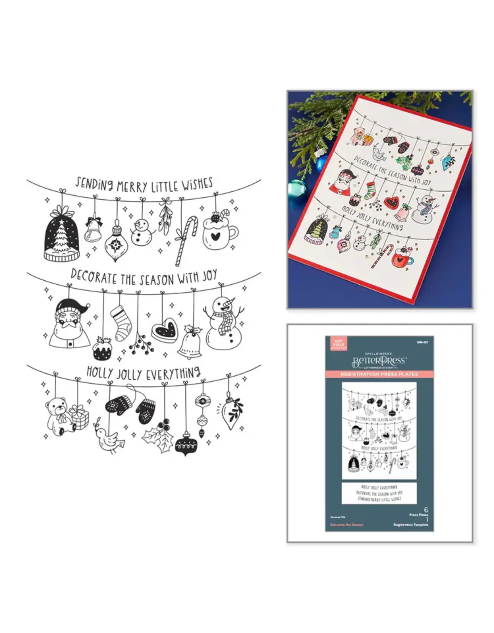 SPELLBINDERS SPELLBINDERS BETTERPRESS DECORATE THE SEASON REGISTRATION PRESS + FOIL PLATE