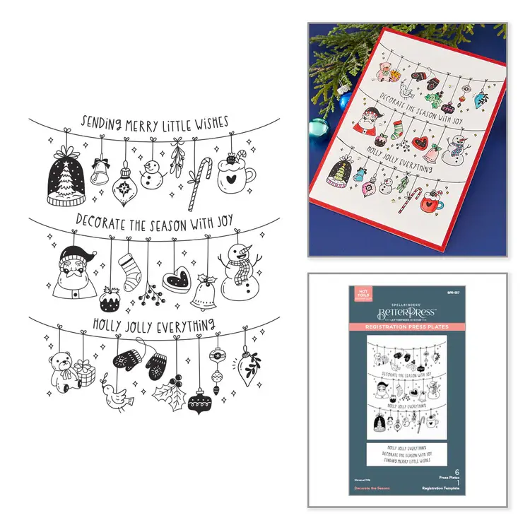 SPELLBINDERS SPELLBINDERS BETTERPRESS DECORATE THE SEASON REGISTRATION PRESS + FOIL PLATE
