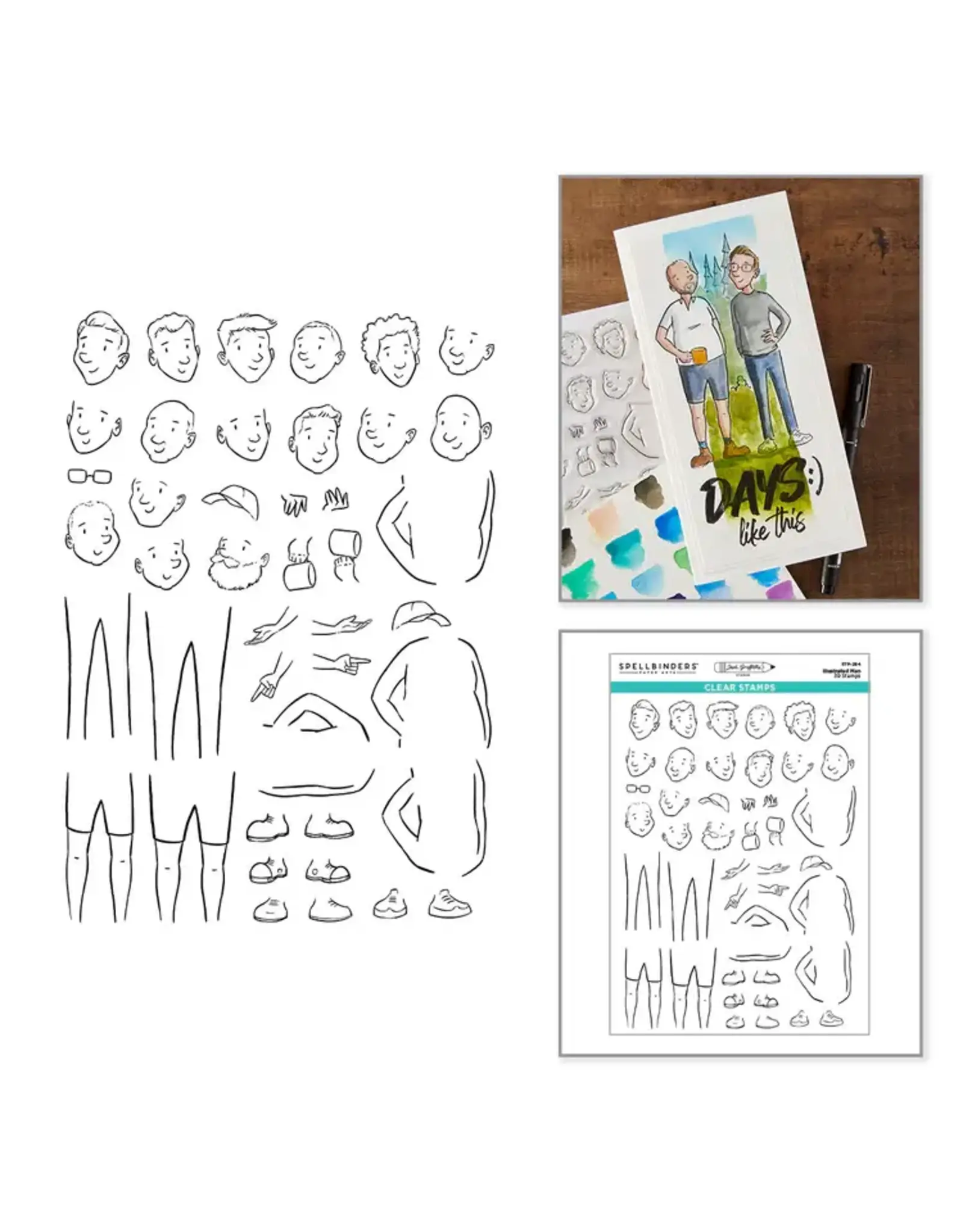 SPELLBINDERS SPELLBINDERS JOSH GRIFFITHS STUDIO ILLUSTRATED MAN CLEAR STAMP SET