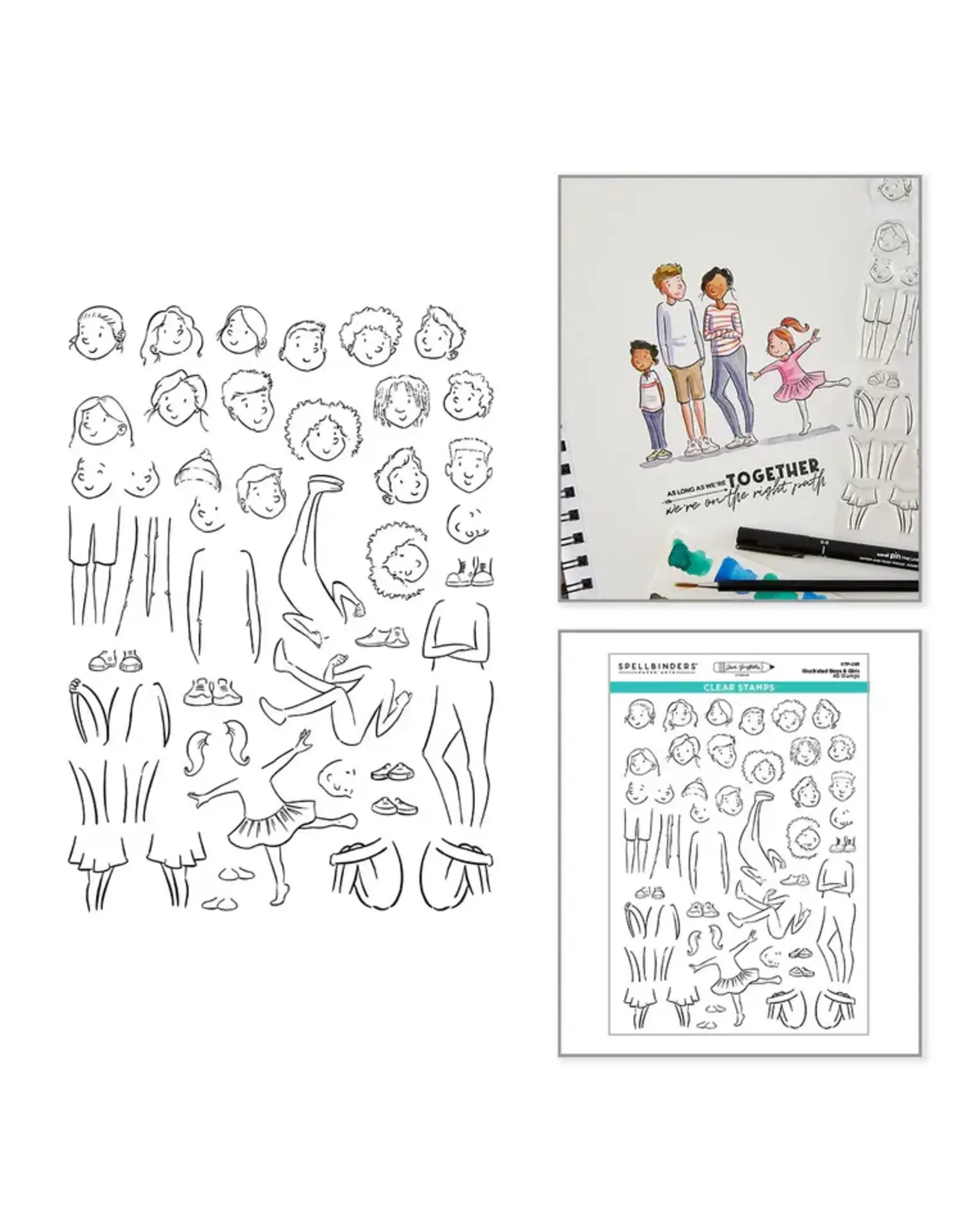 SPELLBINDERS SPELLBINDERS JOSH GRIFFITHS STUDIO ILLUSTRATED BOYS & GIRLS CLEAR STAMP SET
