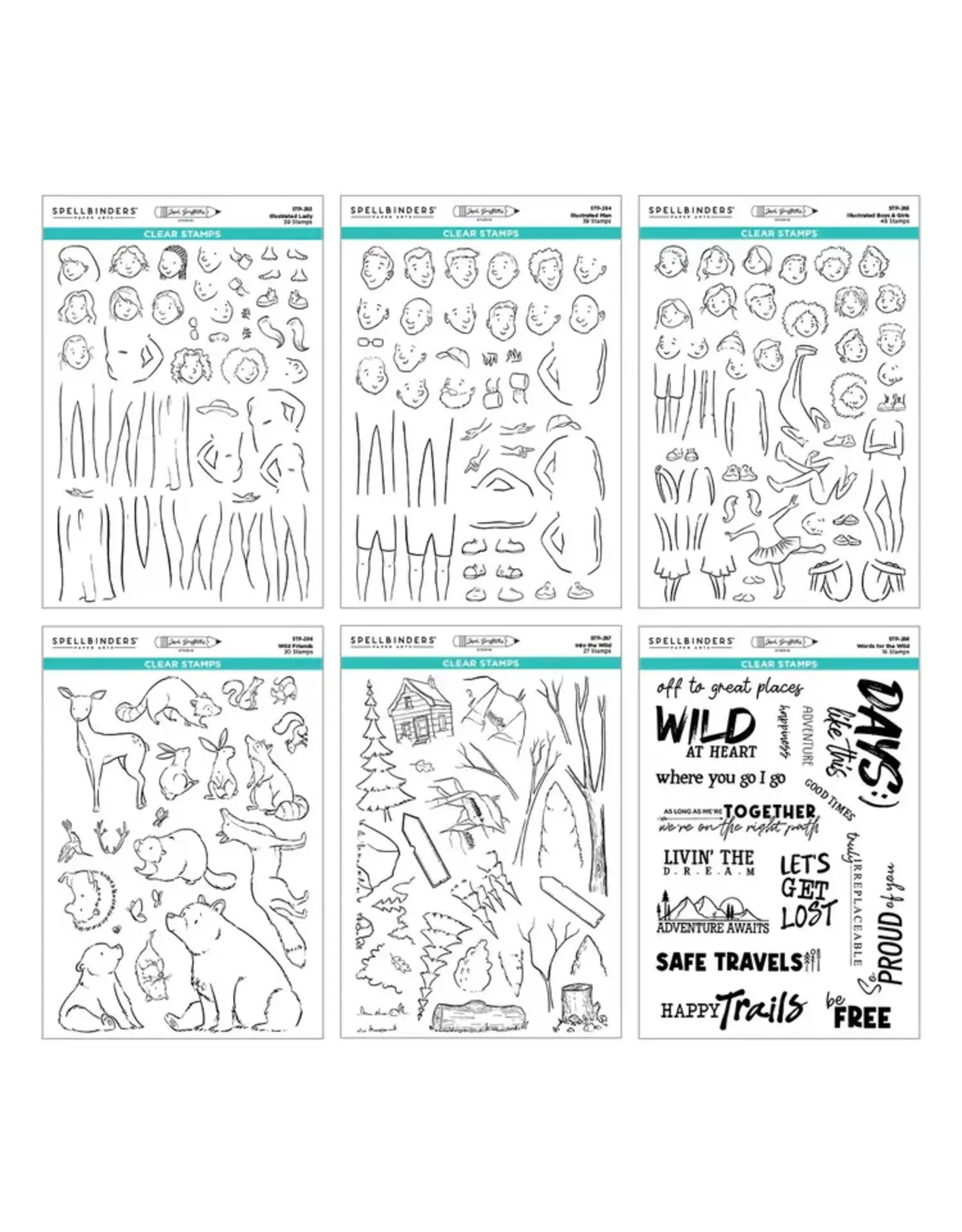 SPELLBINDERS SPELLBINDERS JOSH GRIFFITHS STUDIO STORYBOOK ILLUSTRATIONS I WANT IT ALL! CLEAR STAMP SET BUNDLE