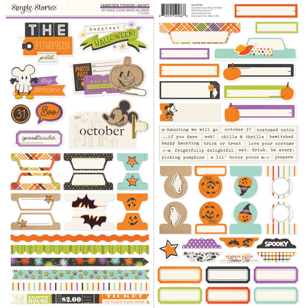 SIMPLE STORIES SIMPLE STORIES SAY CHEESE HALLOWEEN 12x12 CARDSTOCK STICKERS