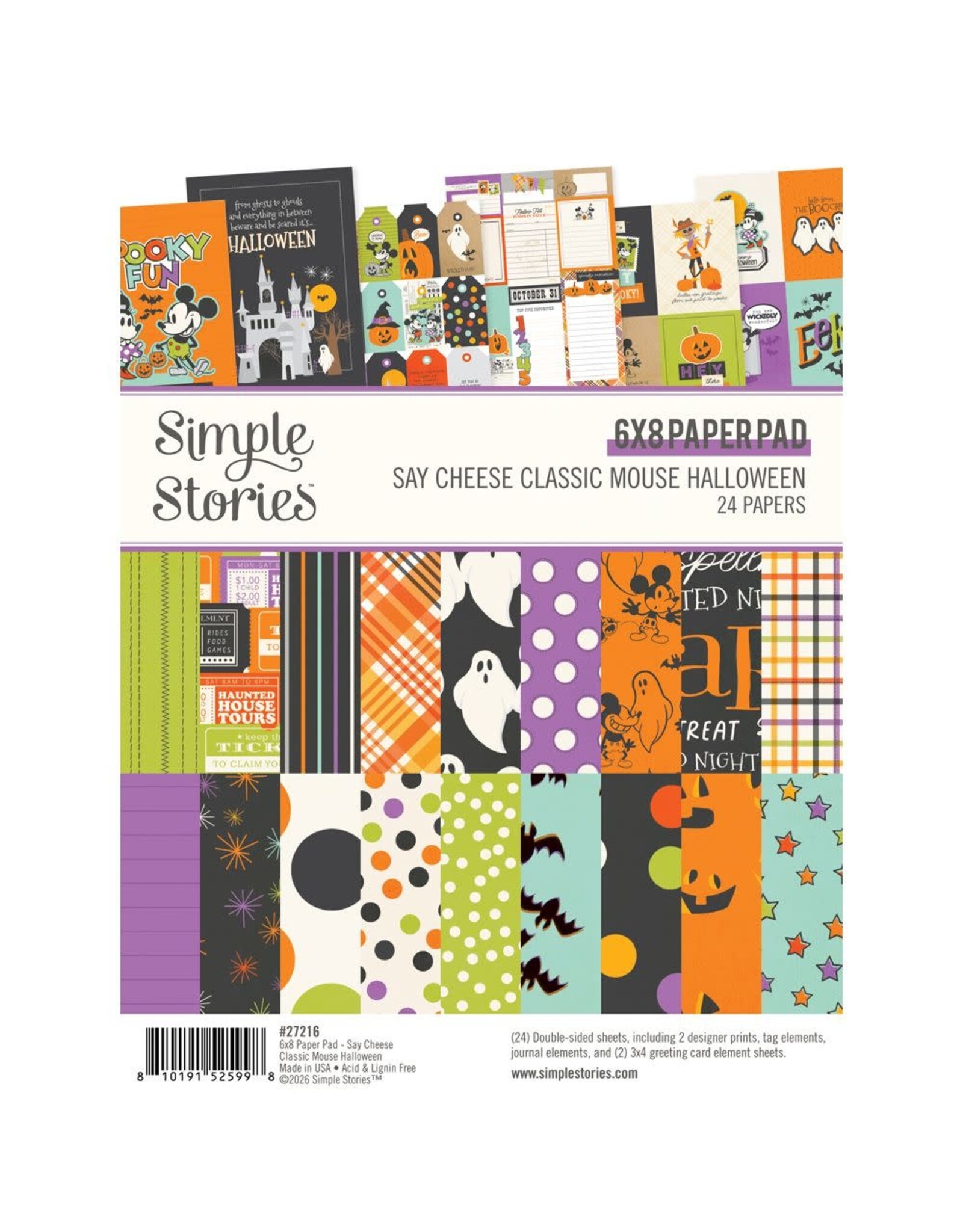 SIMPLE STORIES SIMPLE STORIES SAY CHEESE HALLOWEEN 6x8 PAPER PAD 24 SHEETS