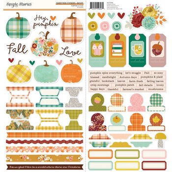 SIMPLE STORIES SIMPLE STORIES PUMPKINS & PLAID 12x12 CARDSTOCK STICKERS