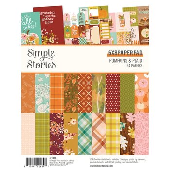 SIMPLE STORIES SIMPLE STORIES PUMPKINS & PLAID 6x8 PAPER PAD 24 SHEETS