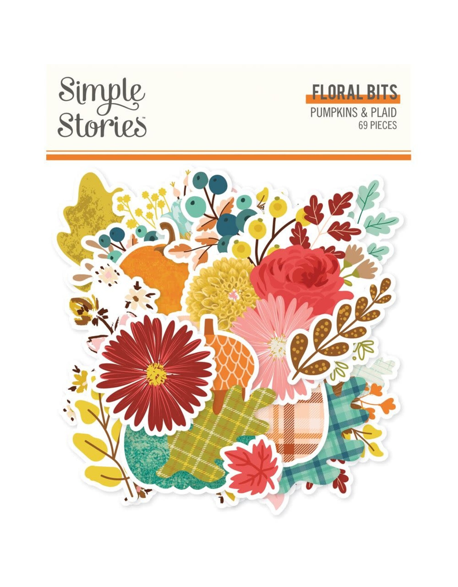 SIMPLE STORIES SIMPLE STORIES PUMPKINS & PLAID FLORAL BITS & PIECES 69/PK