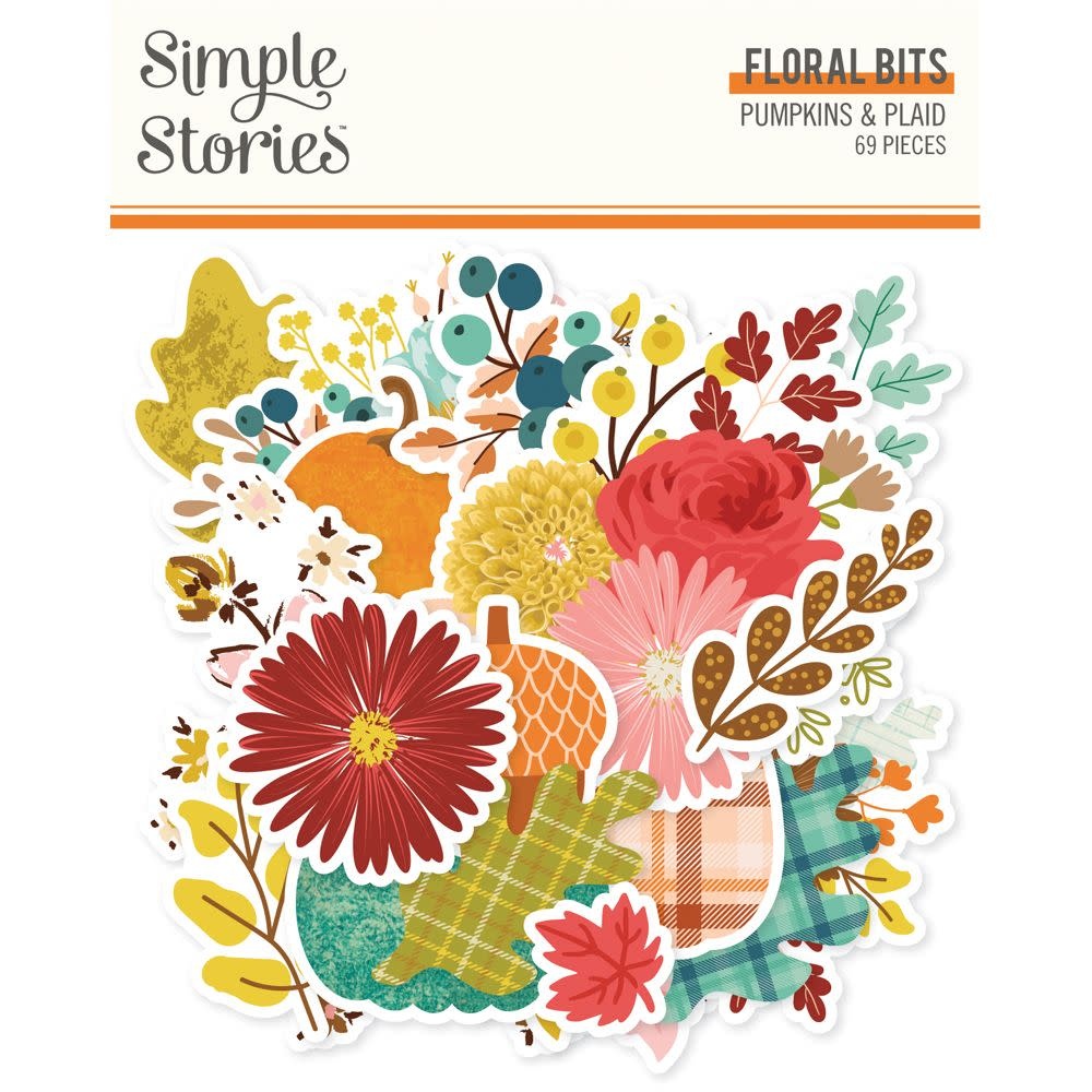 SIMPLE STORIES SIMPLE STORIES PUMPKINS & PLAID FLORAL BITS & PIECES 69/PK