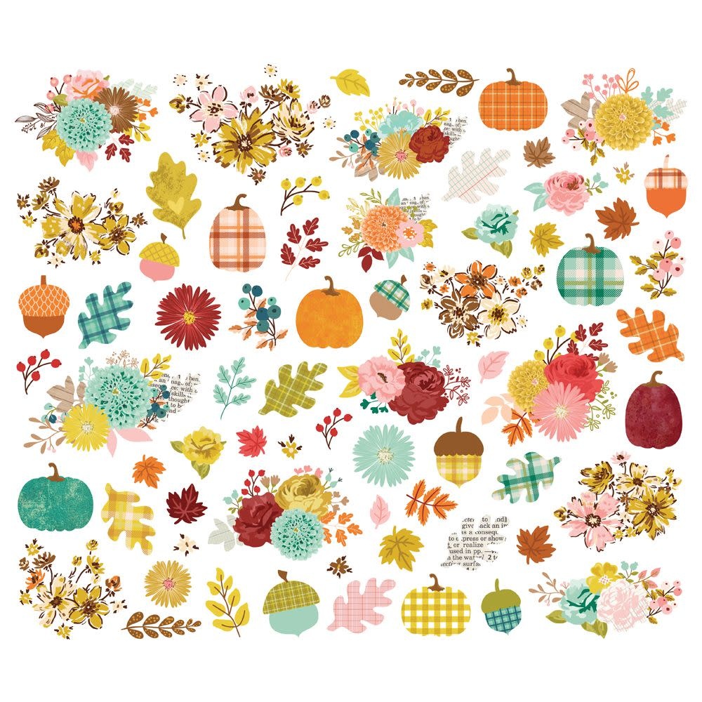 SIMPLE STORIES SIMPLE STORIES PUMPKINS & PLAID FLORAL BITS & PIECES 69/PK