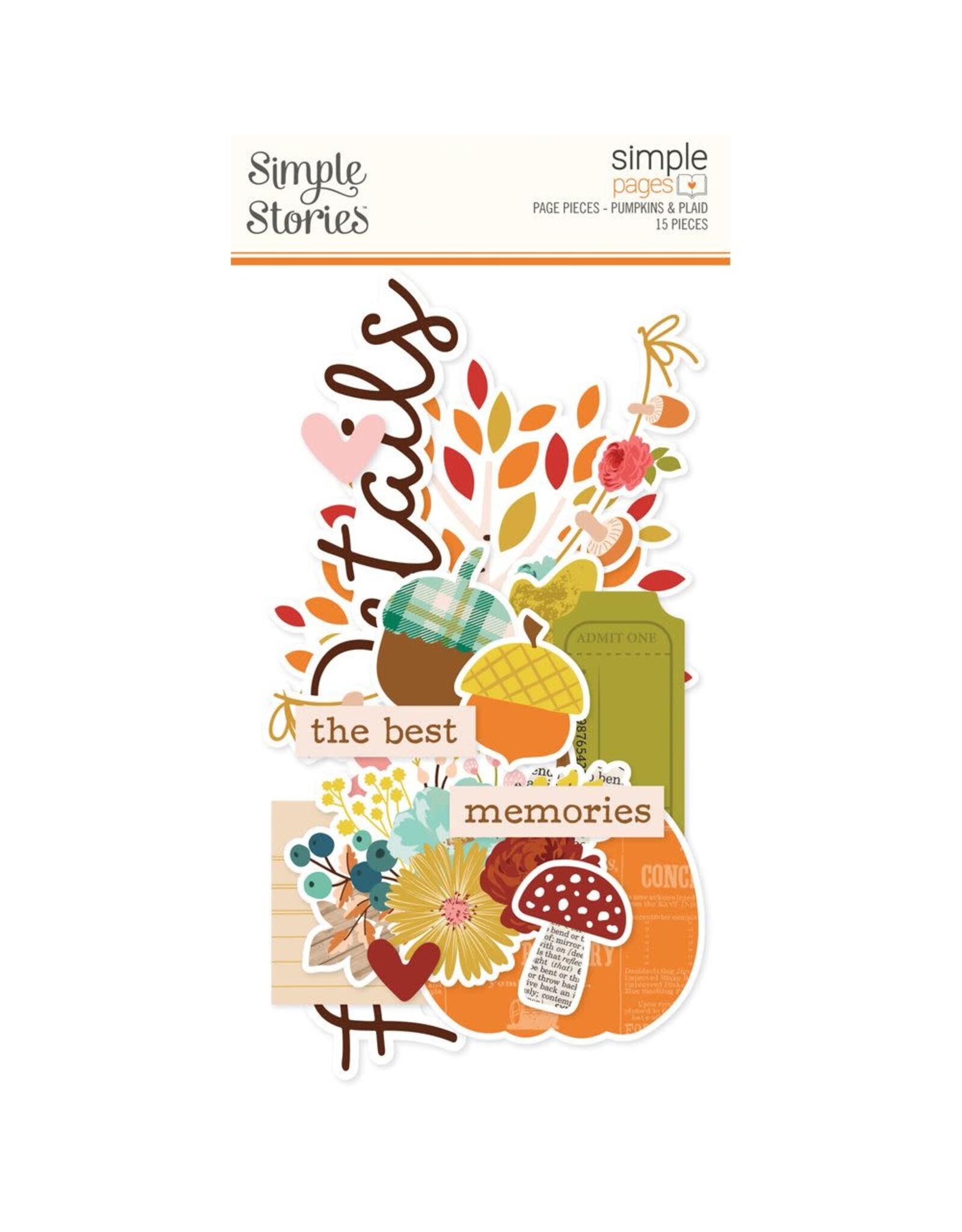 SIMPLE STORIES SIMPLE STORIES SIMPLE PAGES PUMPKINS & PLAID PAGE PIECES 15/PK