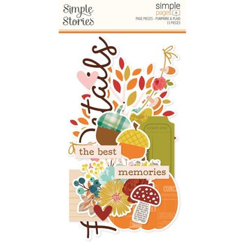 SIMPLE STORIES SIMPLE STORIES SIMPLE PAGES PUMPKINS & PLAID PAGE PIECES 15/PK