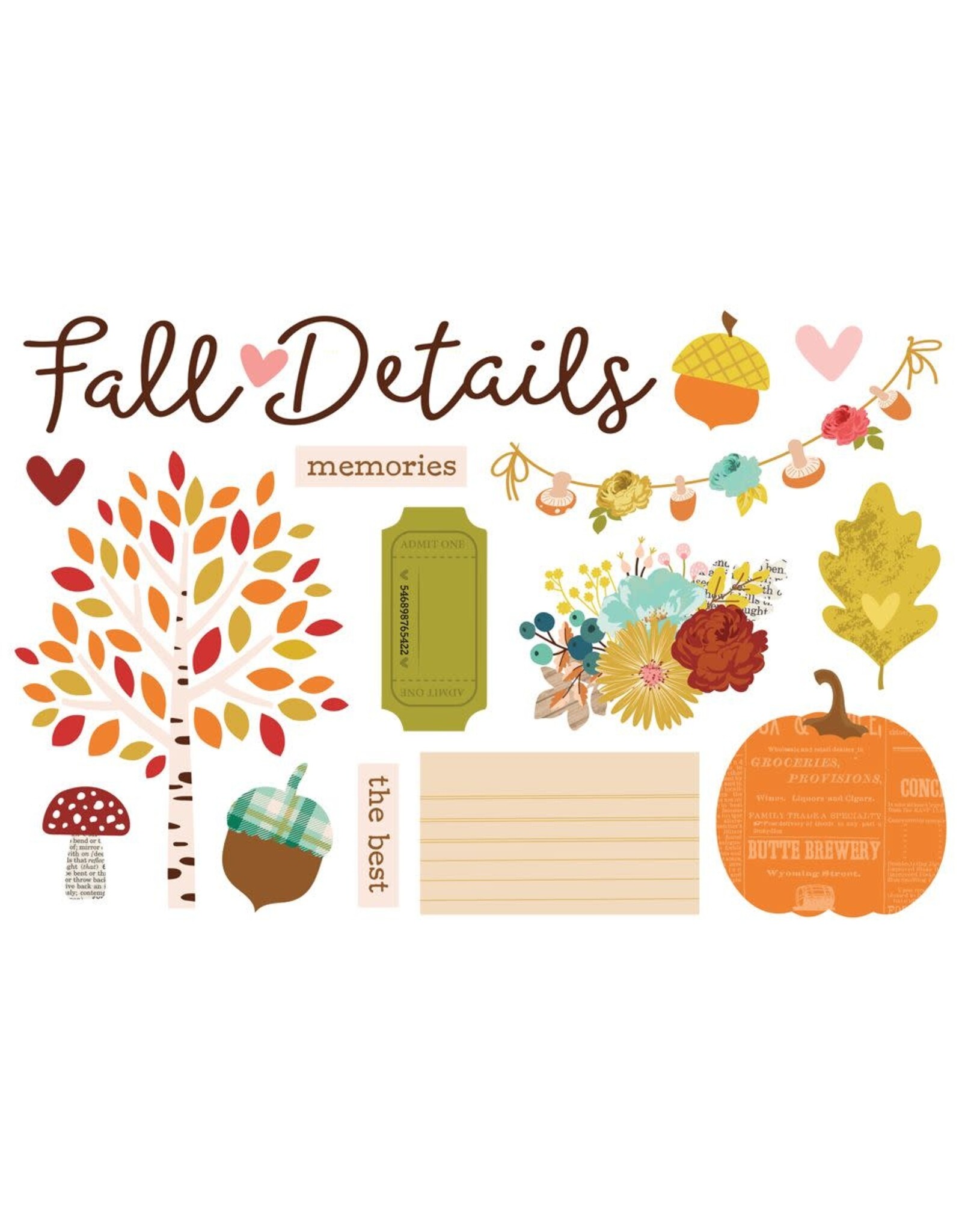 SIMPLE STORIES SIMPLE STORIES SIMPLE PAGES PUMPKINS & PLAID PAGE PIECES 15/PK