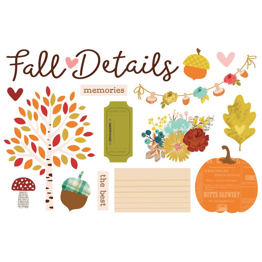 SIMPLE STORIES SIMPLE STORIES SIMPLE PAGES PUMPKINS & PLAID PAGE PIECES 15/PK