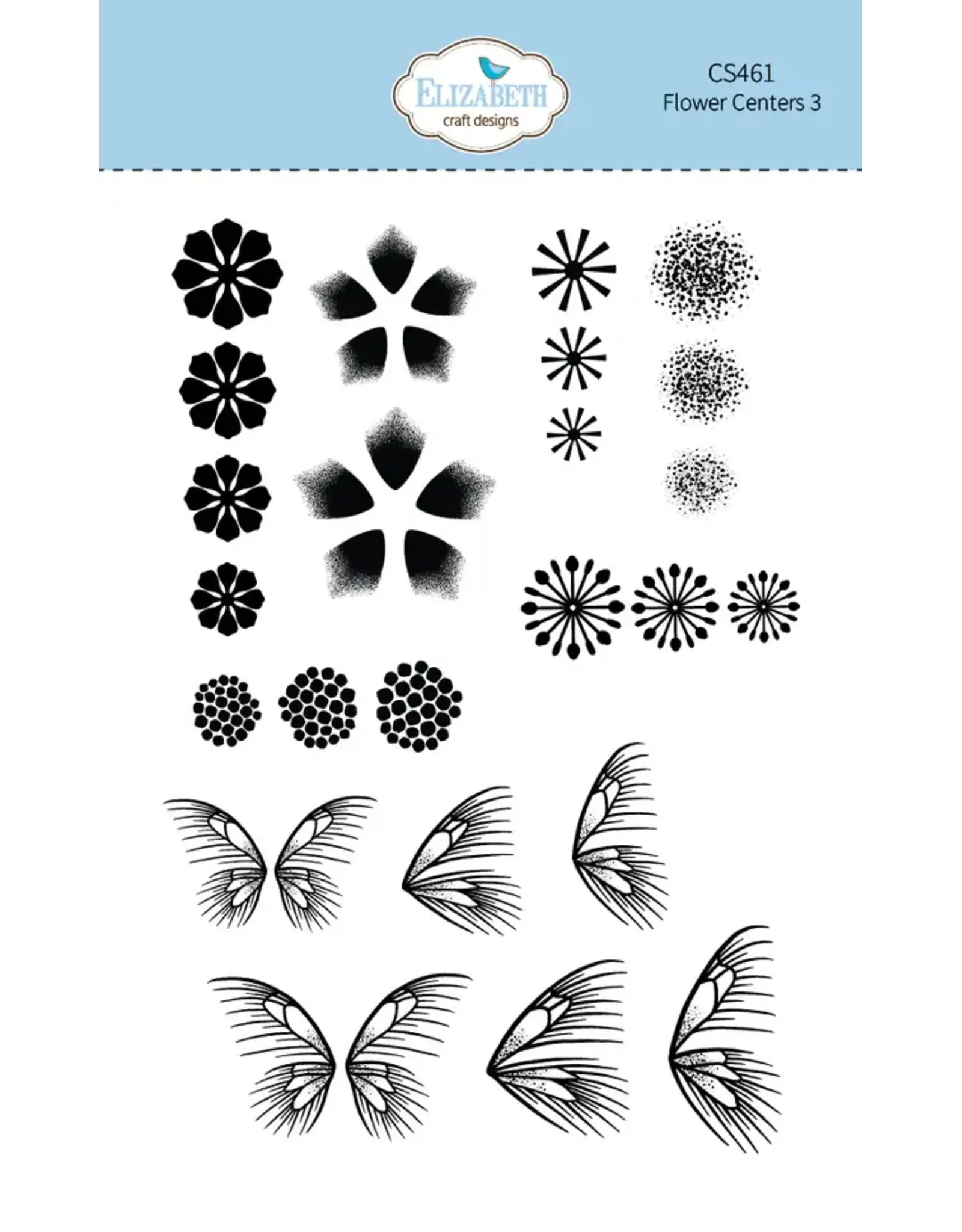 ELIZABETH CRAFT DESIGNS ELIZABETH CRAFT DESIGNS BLOOM WILDLY FLOWER CENTERS 3 CLEAR STAMP SET