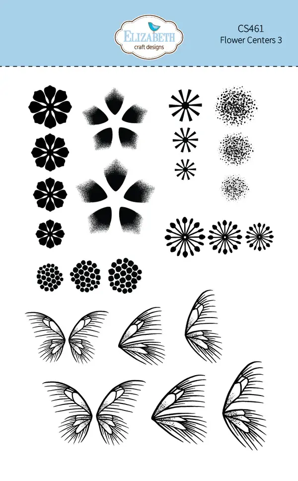 ELIZABETH CRAFT DESIGNS ELIZABETH CRAFT DESIGNS BLOOM WILDLY FLOWER CENTERS 3 CLEAR STAMP SET