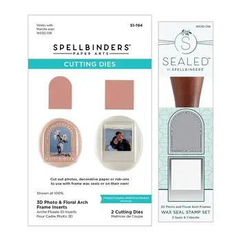 SPELLBINDERS SPELLBINDERS 3D PHOTO & FLORAL ARCH FRAMES WAX SEAL STAMP AND DIE BUNDLE