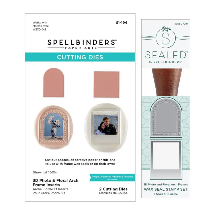 SPELLBINDERS SPELLBINDERS 3D PHOTO & FLORAL ARCH FRAMES WAX SEAL STAMP AND DIE BUNDLE