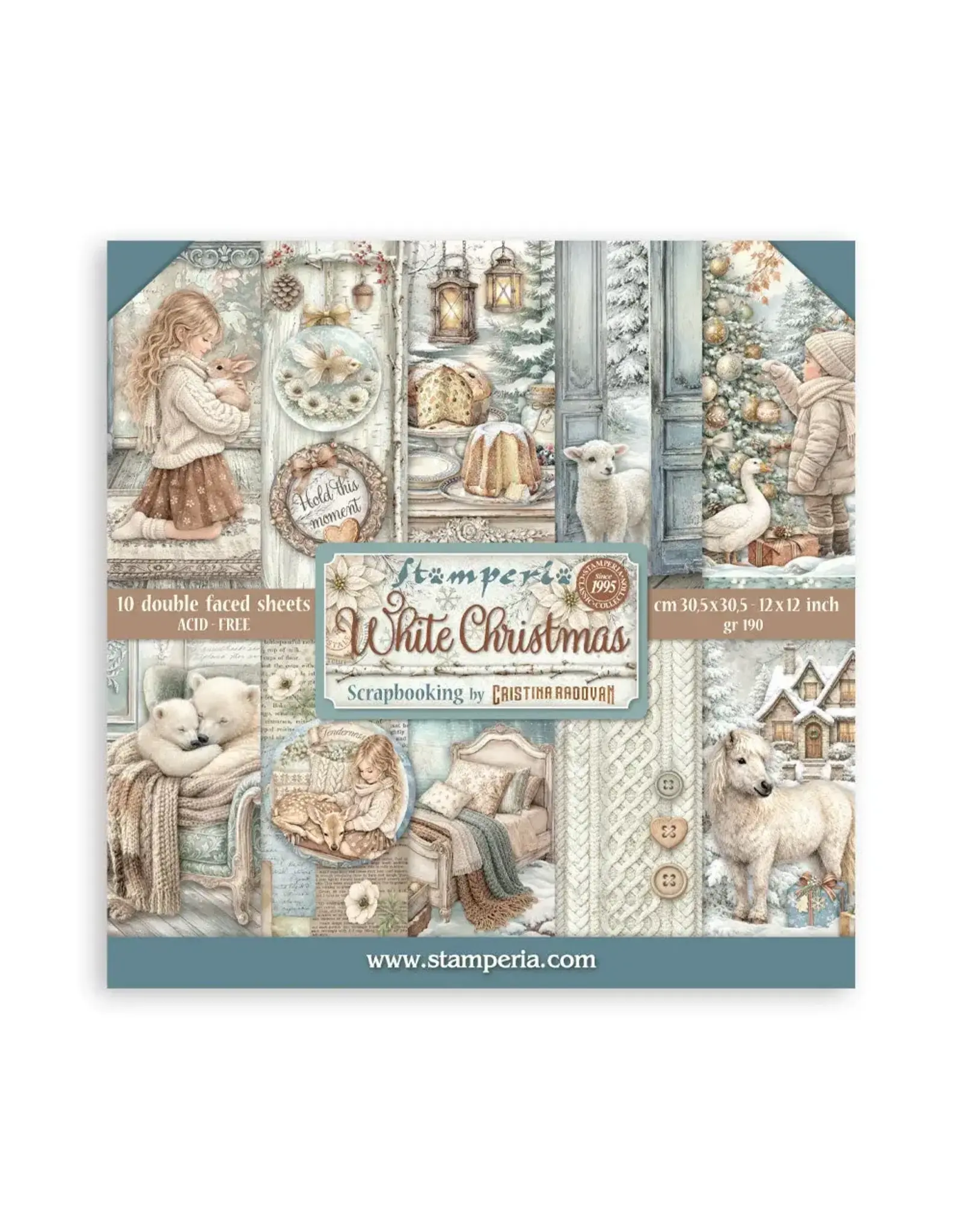 STAMPERIA STAMPERIA WHITE CHRISTMAS 12x12 PAPER PACK 10 SHEETS